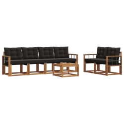 Ensemble de canapés d'extérieur 7 pcs Naturel et Noir 526540526540