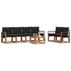 Ensemble de canapés d'extérieur 7 pcs Naturel et Noir 526540526540