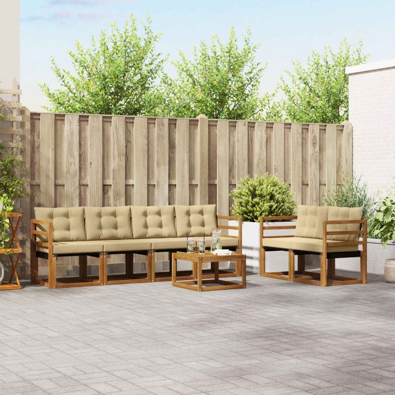 Ensemble de canapés d'extérieur 7 pcs Naturel et Beige 526541526541