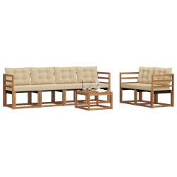 Ensemble de canapés d'extérieur 7 pcs Naturel et Beige 526541526541