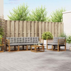 Ensemble de canapés d'extérieur 7 pcs Gris Naturel et Clair 526542526542