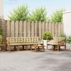 Ensemble de canapés d'extérieur 7 pcs Naturel et Beige 526543526543