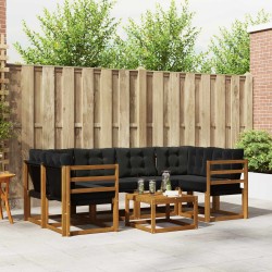 Ensemble de canapés d'extérieur 7 pcs Naturel et Noir 526544526544