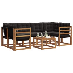 Ensemble de canapés d'extérieur 7 pcs Naturel et Noir 526544526544