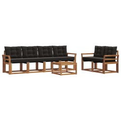 Ensemble de canapés d'extérieur 7 pcs Naturel et Noir 526550526550
