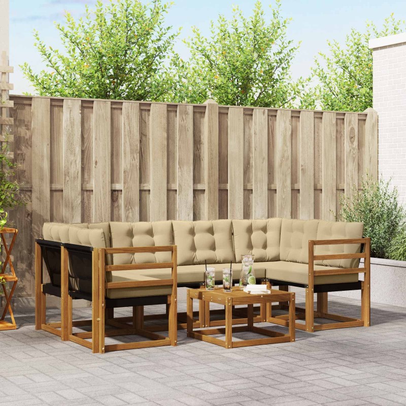 Ensemble de canapés d'extérieur 7 pcs Naturel et Beige 526551526551