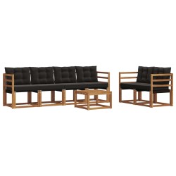 Ensemble de canapés d'extérieur 7 pcs Naturel et Noir 526553526553