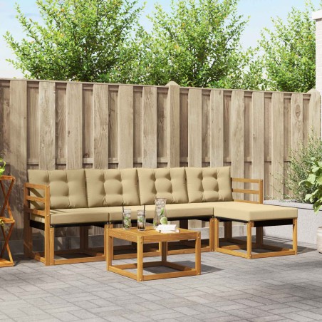 Ensemble de canapés d'extérieur 6 pcs Naturel et Beige 526556526556