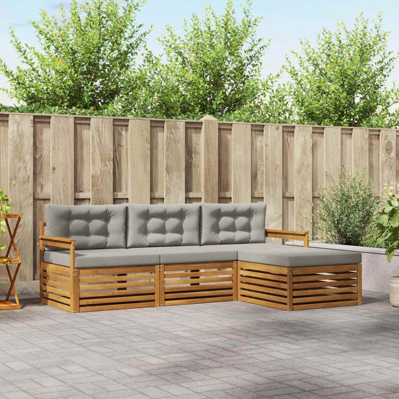 Ensemble de canapés d'extérieur 4 pcs Gris Naturel et Clair 526563526563