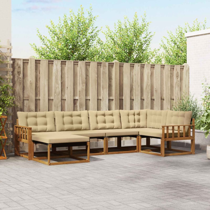 Ensemble de canapés d'extérieur 6 pcs Naturel et Beige 526565526565