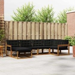 Ensemble de canapés d'extérieur 6 pcs Naturel et Noir 526581526581