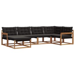 Ensemble de canapés d'extérieur 6 pcs Naturel et Noir 526581526581