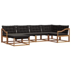 Ensemble de canapés d'extérieur 6 pcs Naturel et Noir 526586526586