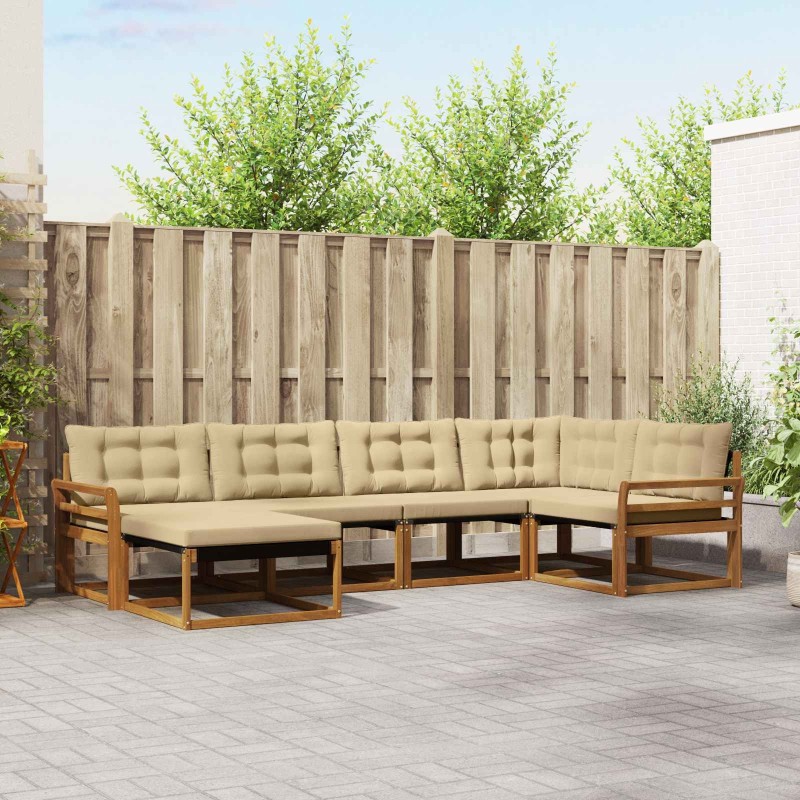 Ensemble de canapés d'extérieur 6 pcs Naturel et Beige 526589526589