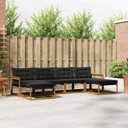 Ensemble de canapés d'extérieur 6 pcs Naturel et Noir 526590526590