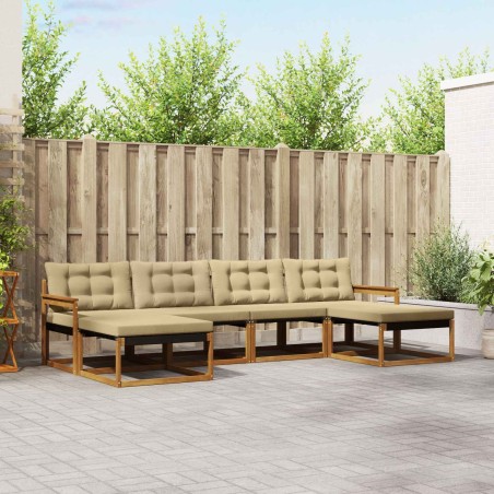 Ensemble de canapés d'extérieur 6 pcs Naturel et Beige 526591526591