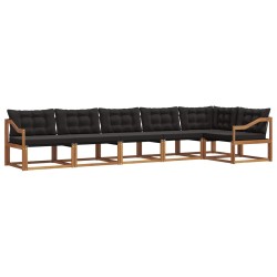 Ensemble de canapés d'extérieur 6 pcs Naturel et Noir 526596526596