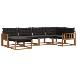 Ensemble de canapés d'extérieur 6 pcs Naturel et Noir 526599526599