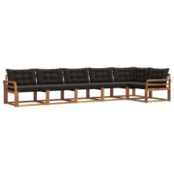 Ensemble de canapés d'extérieur 6 pcs Naturel et Noir 526601526601