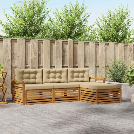 Ensemble de canapés d'extérieur 4 pcs Naturel et Beige 526616526616