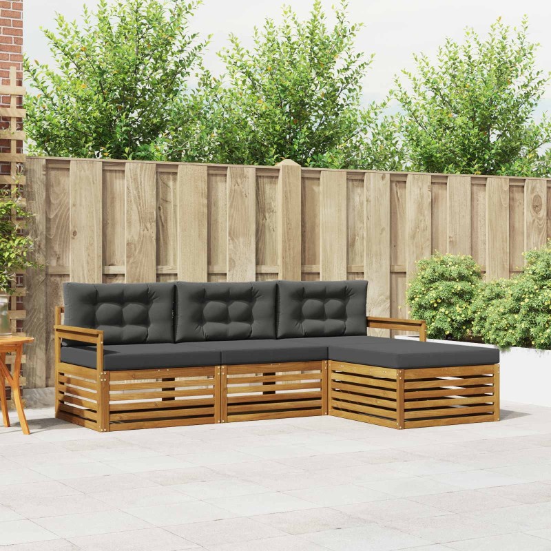 Ensemble de canapés d'extérieur 4 pcs Naturel et Anthracite 526623526623
