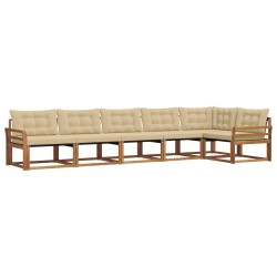 Ensemble de canapés d'extérieur 6 pcs Naturel et Beige 526651526651