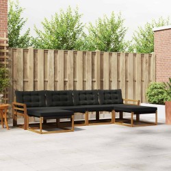 Ensemble de canapés d'extérieur 6 pcs Naturel et Noir 526660526660