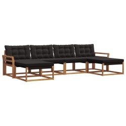 Ensemble de canapés d'extérieur 6 pcs Naturel et Noir 526660526660