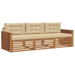 Ensemble de canapés d'extérieur 3 pcs Naturel et Beige 526662526662