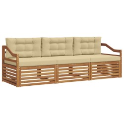 Ensemble de canapés d'extérieur 3 pcs Naturel et Beige 526667526667