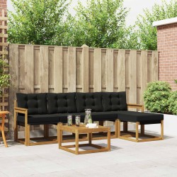 Ensemble de canapés d'extérieur 6 pcs Naturel et Noir 526683526683
