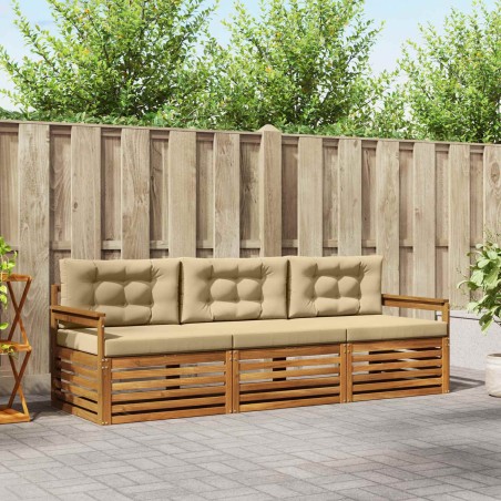 Ensemble de canapés d'extérieur 3 pcs Naturel et Beige 526684526684