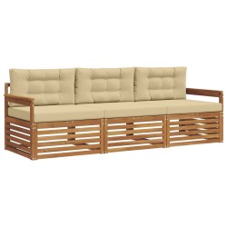 Ensemble de canapés d'extérieur 3 pcs Naturel et Beige 526684526684