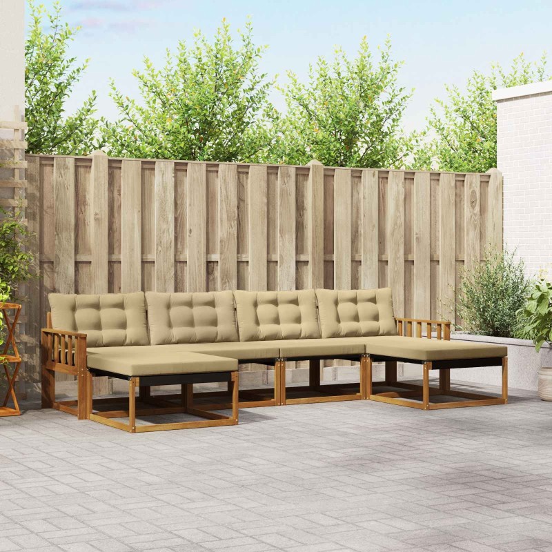 Ensemble de canapés d'extérieur 6 pcs Naturel et Beige 526686526686