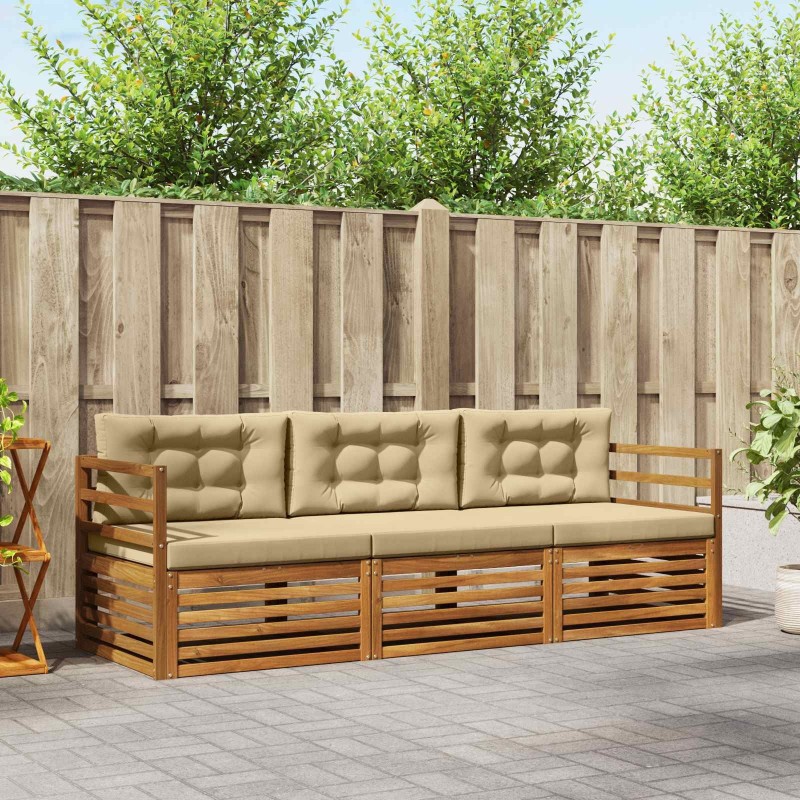 Ensemble de canapés d'extérieur 3 pcs Naturel et Beige 526689526689