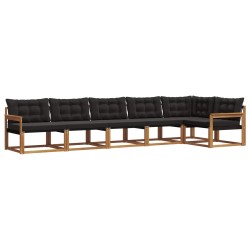 Ensemble de canapés d'extérieur 6 pcs Naturel et Noir 526704526704