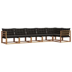 Ensemble de canapés d'extérieur 6 pcs Naturel et Noir 526707526707