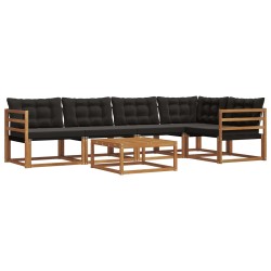 Ensemble de canapés d'extérieur 6 pcs Naturel et Noir 526717526717