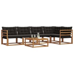 Ensemble de canapés d'extérieur 6 pcs Naturel et Noir 526717526717