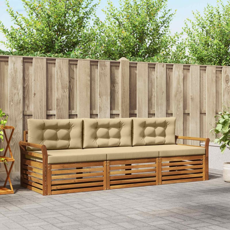 Ensemble de canapés d'extérieur 3 pcs Naturel et Beige 526725526725