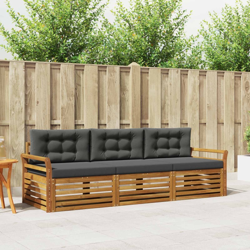 Ensemble de canapés d'extérieur 3 pcs Naturel et Anthracite 526726526726