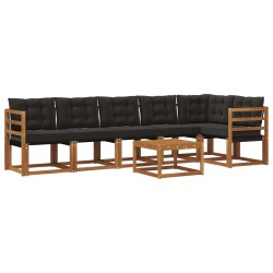 Ensemble de canapés d'extérieur 7 pcs Naturel et Noir 526751526751