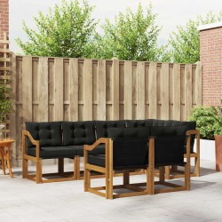 Ensemble de canapés d'extérieur 7 pcs Naturel et Noir 526762526762