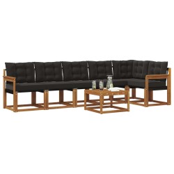 Ensemble de canapés d'extérieur 7 pcs Naturel et Noir 526766526766