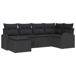 Ensemble de Canapés avec coussin 6 pcs Noir polyrotin 526770526770