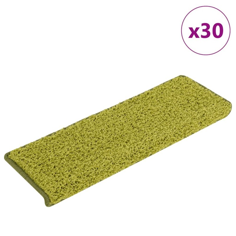 Tapis d'escalier 30 pièces 65 x 21 x 4 cm Vert Bordure rectangulaire 526772526772