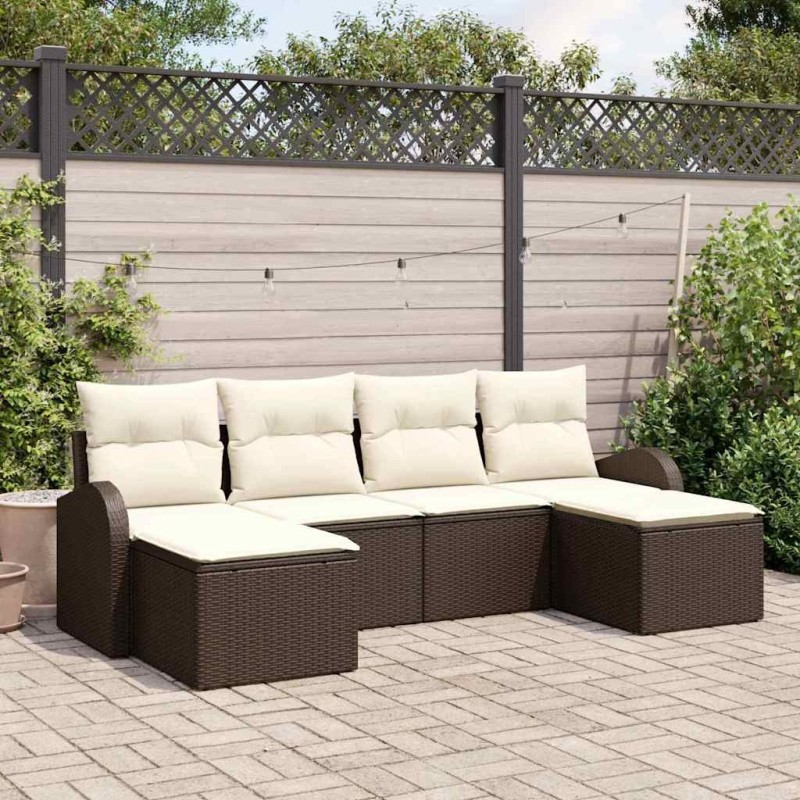 Ensemble de Canapés 6 pcs Marron et blanc polyrotin 526776526776