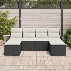 Ensemble de Canapés avec coussin 6 pcs Noir et Blanc polyrotin 526777526777