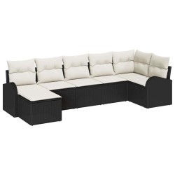 Ensemble de Canapés avec coussin 7 pcs Noir polyrotin 526779526779