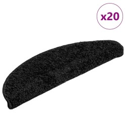 Tapis d'escalier 20 pièces 56 x 17 x 3 cm Noir Demi-rond 526780526780